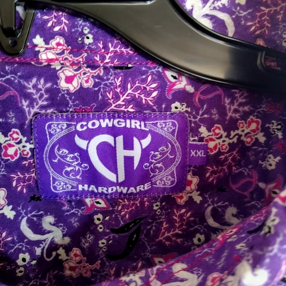 Cowgirl Hardware Purple Pearl Snap Button Down Long Sleeve Shirt Sz 2xl - Picture 4 of 7